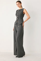 MODERN PINSTRIPE WOVEN VEST - Flying Tomato - Flyclothing LLC