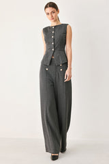 MODERN PINSTRIPE WOVEN VEST - Flying Tomato - Flyclothing LLC