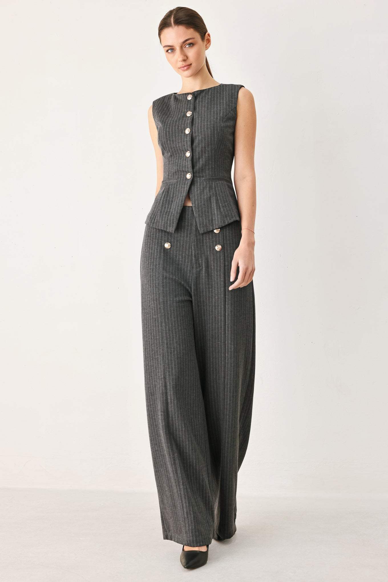 MODERN PINSTRIPE WOVEN VEST