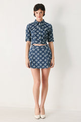 SWEET DAISY WOVEN JACQUARD DENIM JACKET