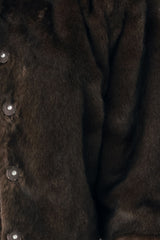 COCOON CHARM BROWN FAUX FUR CROPPED JACKET - Flying Tomato - Flyclothing LLC