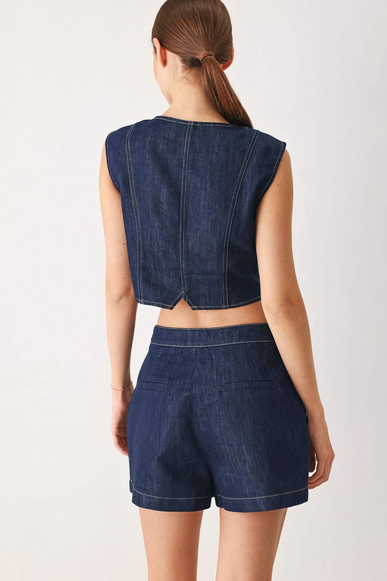 ICONIC INDIGO DENIM CROP VEST - Flying Tomato - Flyclothing LLC