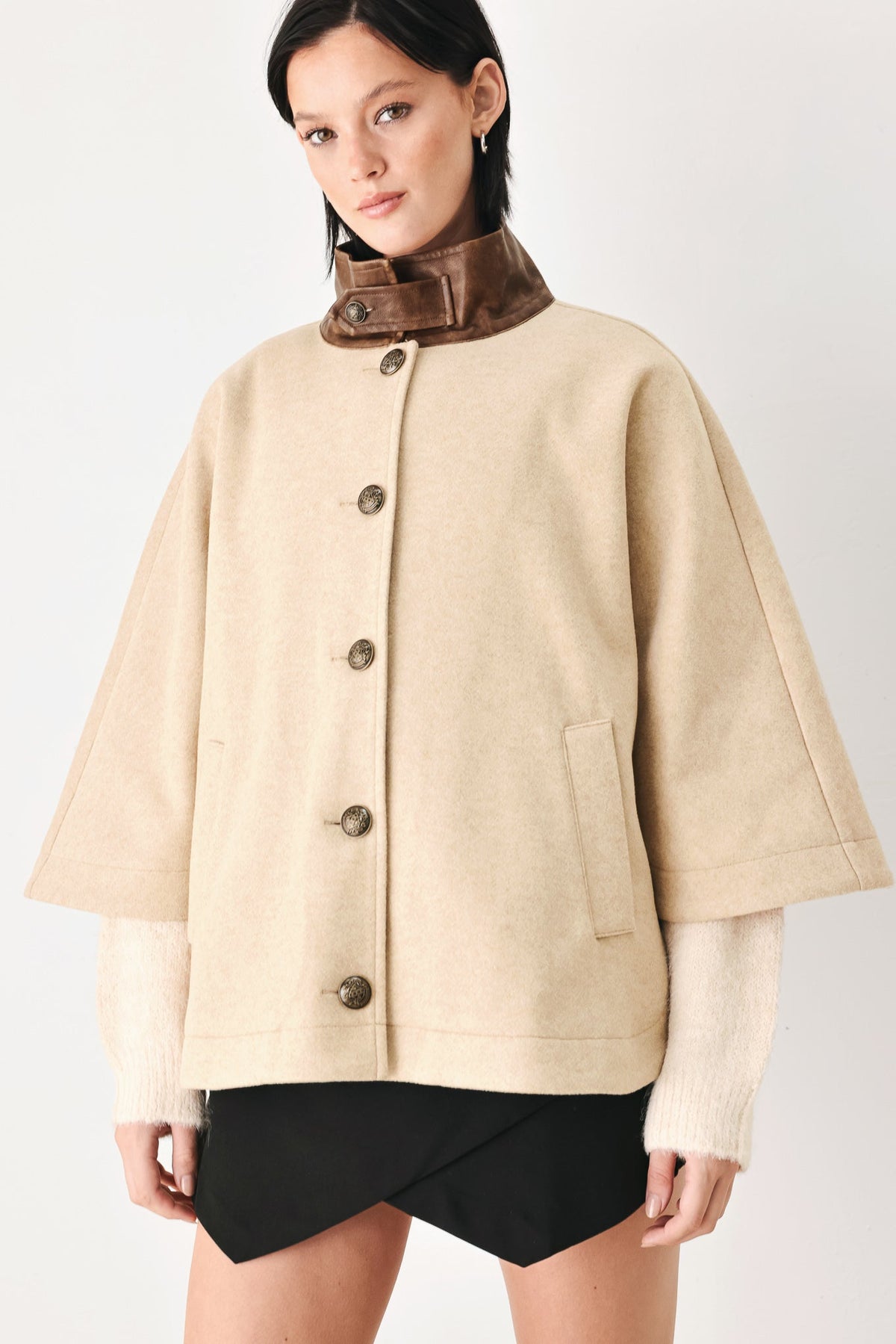 CITY IN MOTION BUCKLED CAPELET JACKET - Flying Tomato - Flyclothing LLC