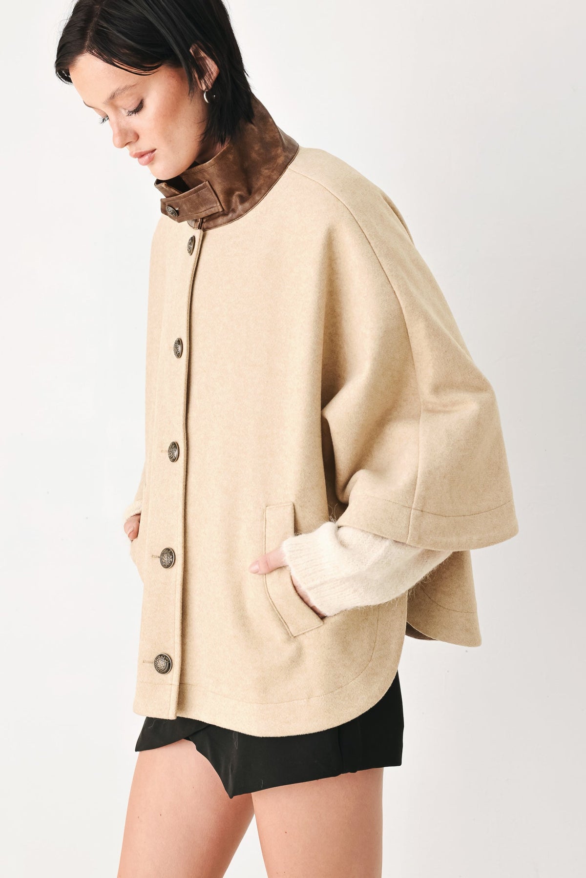 CITY IN MOTION BUCKLED CAPELET JACKET - Flying Tomato - Flyclothing LLC
