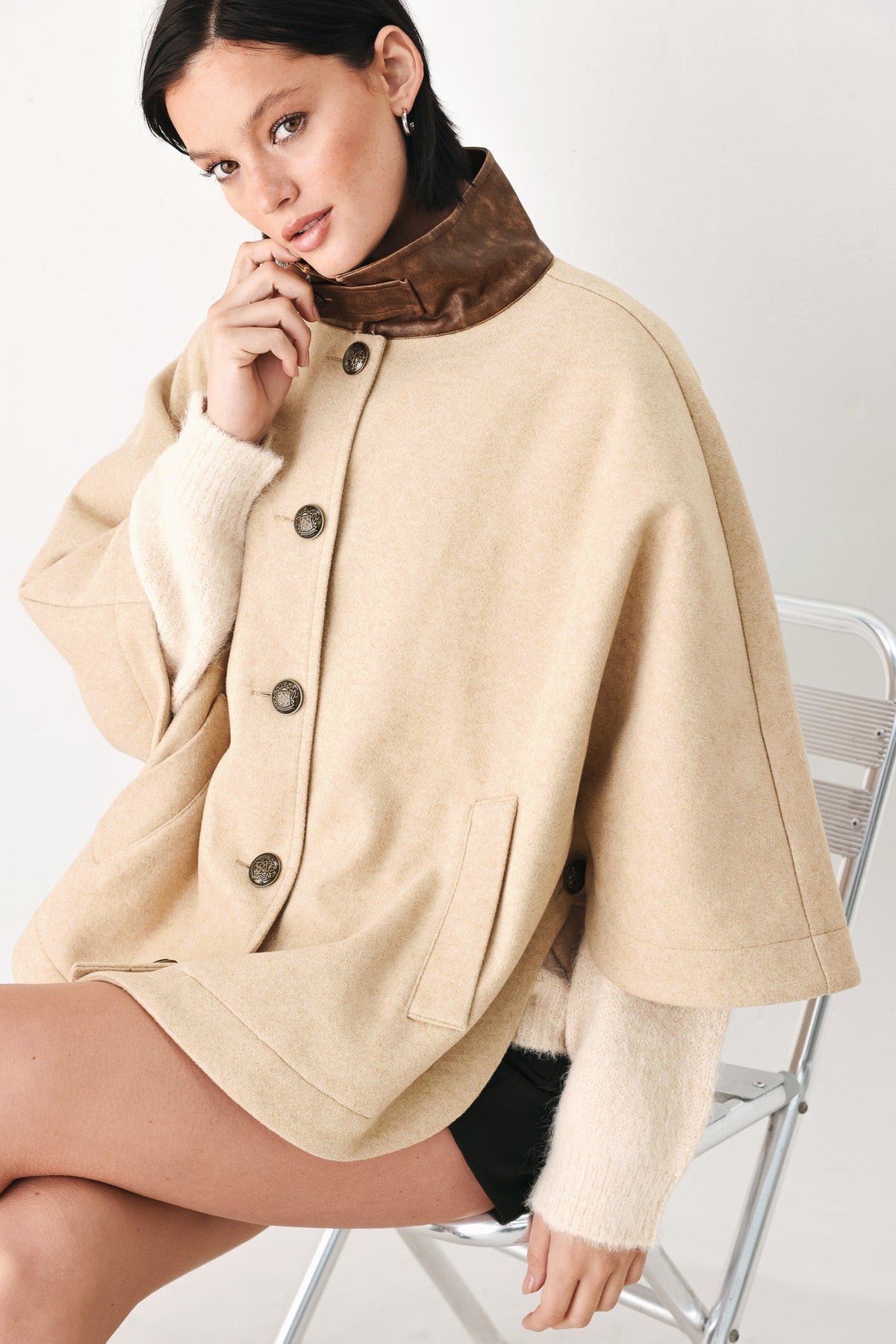 CITY IN MOTION BUCKLED CAPELET JACKET - Flying Tomato - Flyclothing LLC
