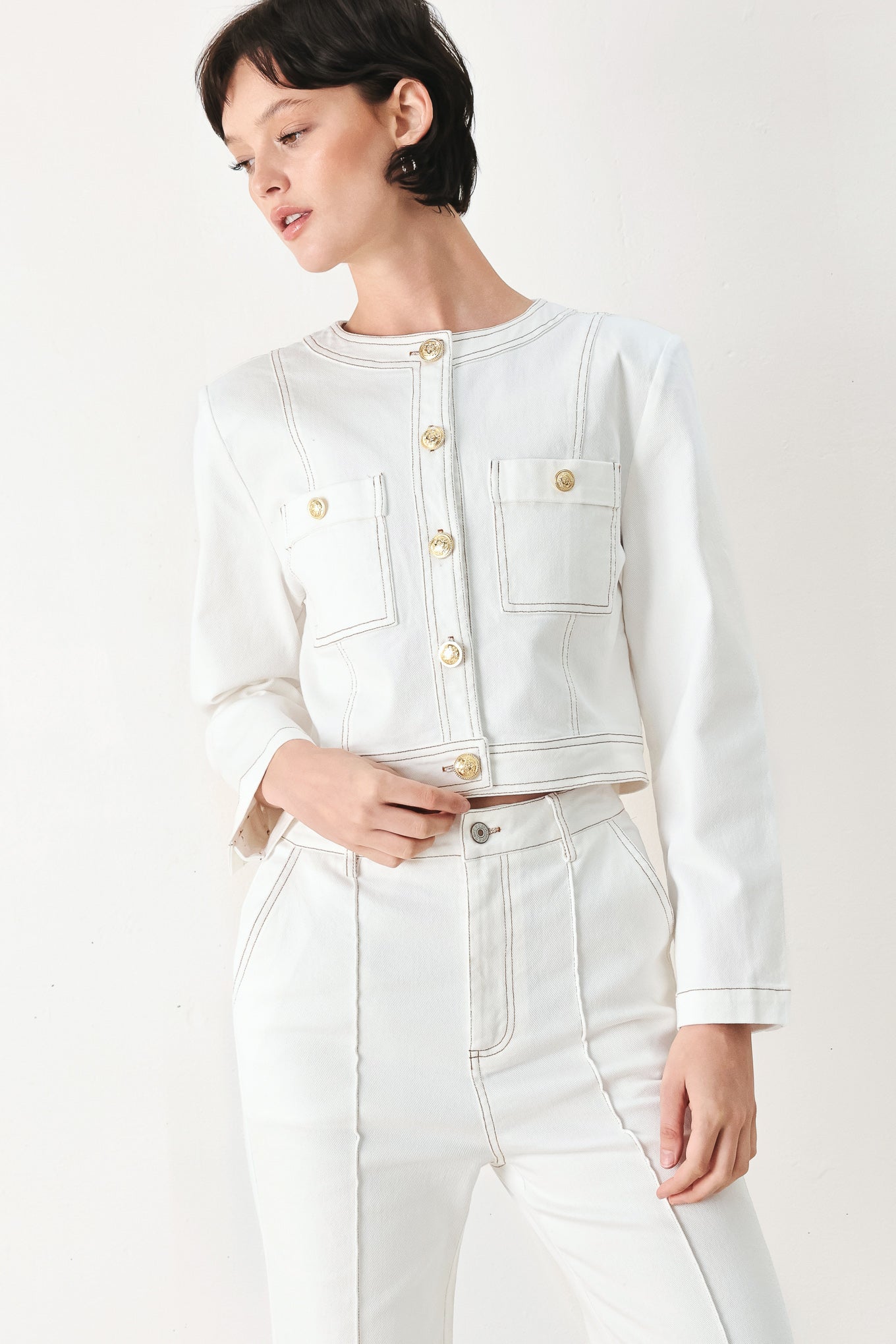 FIFTH STREET WOVEN CROP JACKET - Flying Tomato - Flyclothing LLC