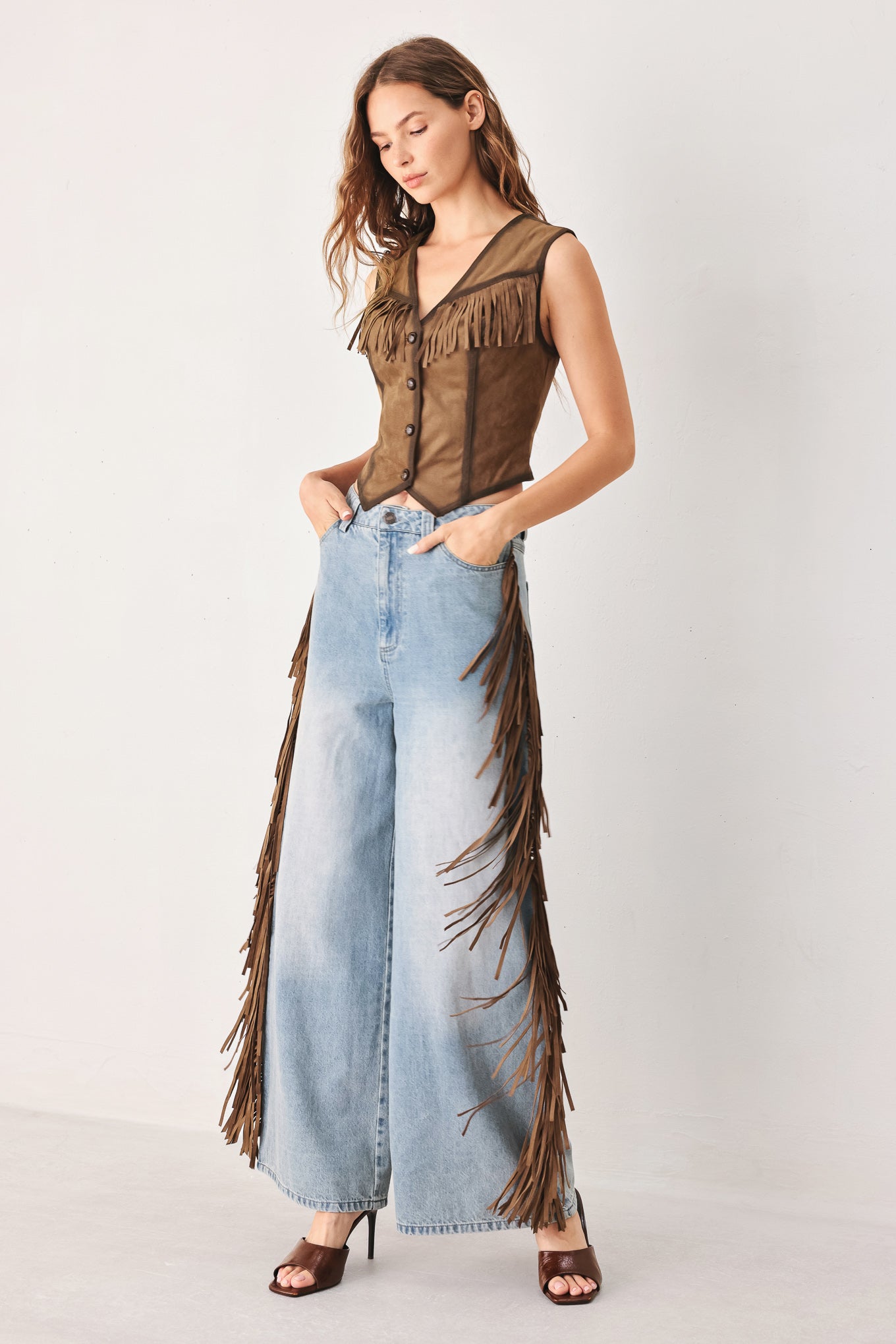 NASHVILLE SIDE FAUX SUEDE VEST