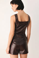 WILD AT HEART EMBOSSED FAUX LEATHER VEST - Flying Tomato - Flyclothing LLC