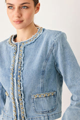 SKYWARD LINKED DENIM CROP JACKET - Flying Tomato - Flyclothing LLC