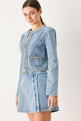 SKYWARD LINKED DENIM CROP JACKET - Flying Tomato - Flyclothing LLC