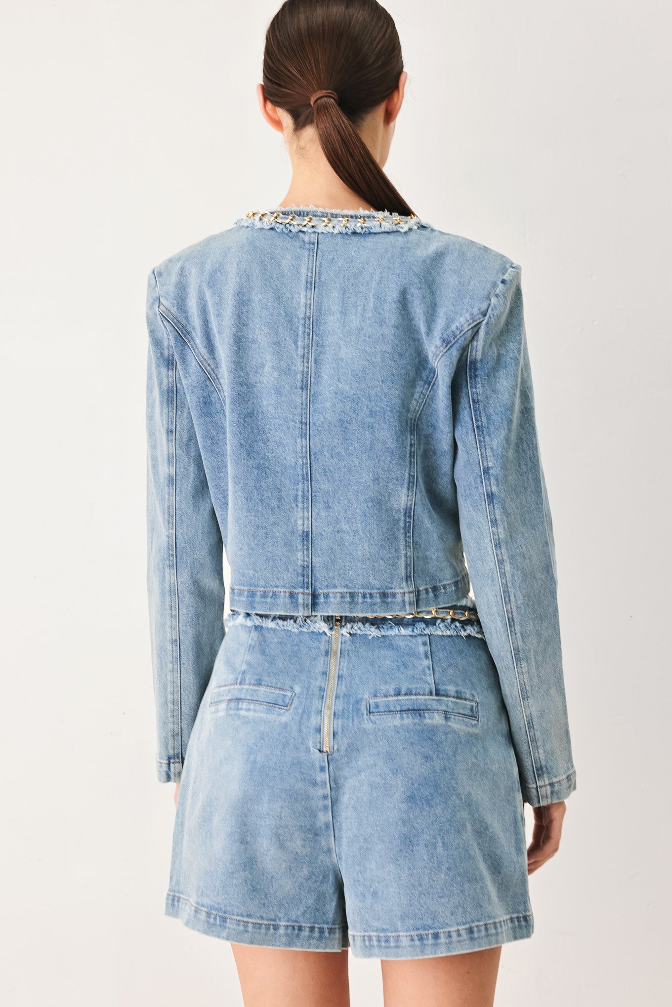 SKYWARD LINKED DENIM CROP JACKET - Flying Tomato - Flyclothing LLC