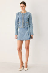 SKYWARD LINKED DENIM CROP JACKET - Flying Tomato - Flyclothing LLC