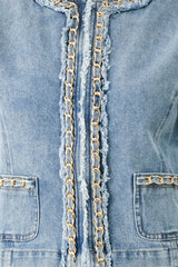 SKYWARD LINKED DENIM CROP JACKET - Flying Tomato - Flyclothing LLC