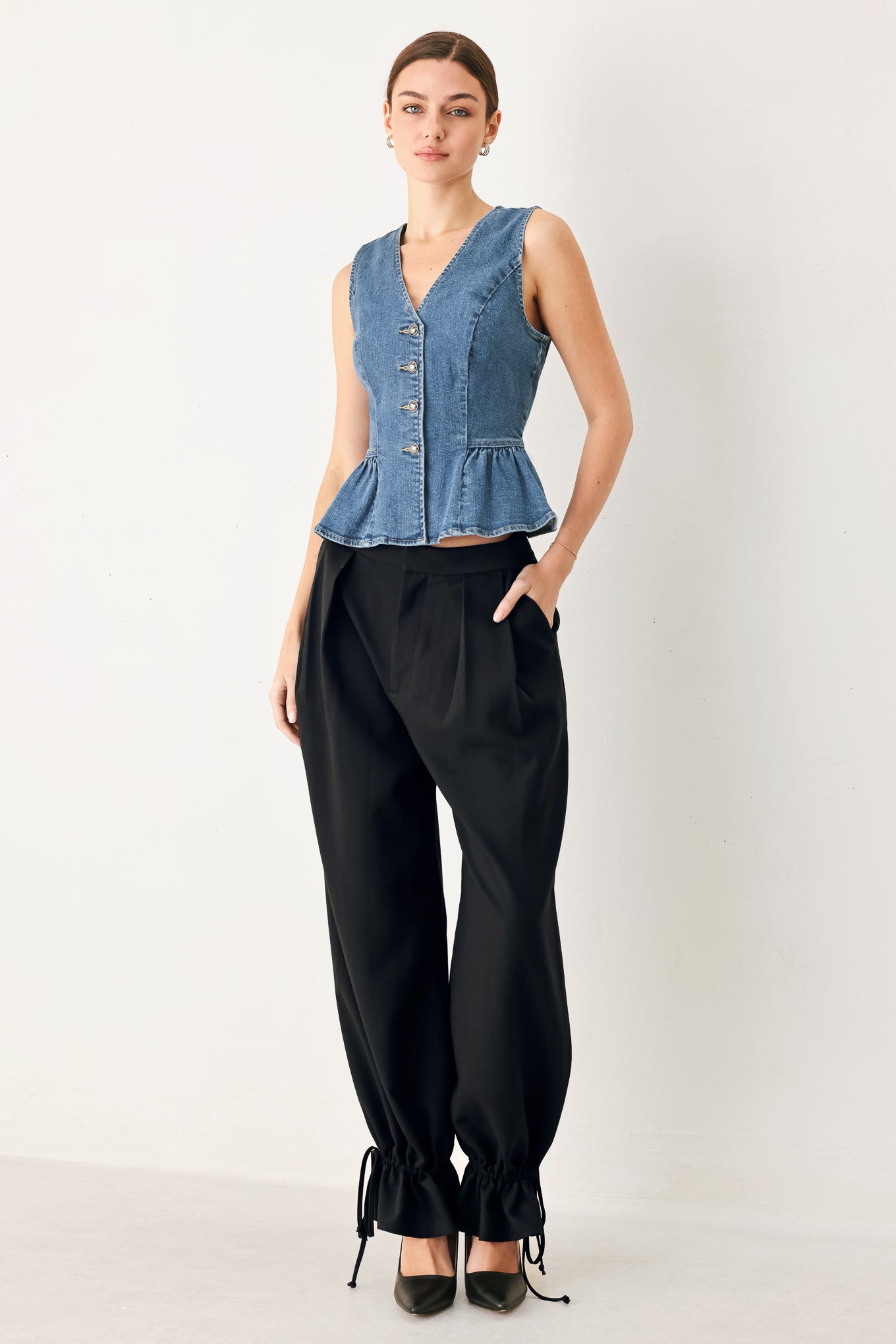 POLISHED DENIM VEST - Flying Tomato - Flyclothing LLC