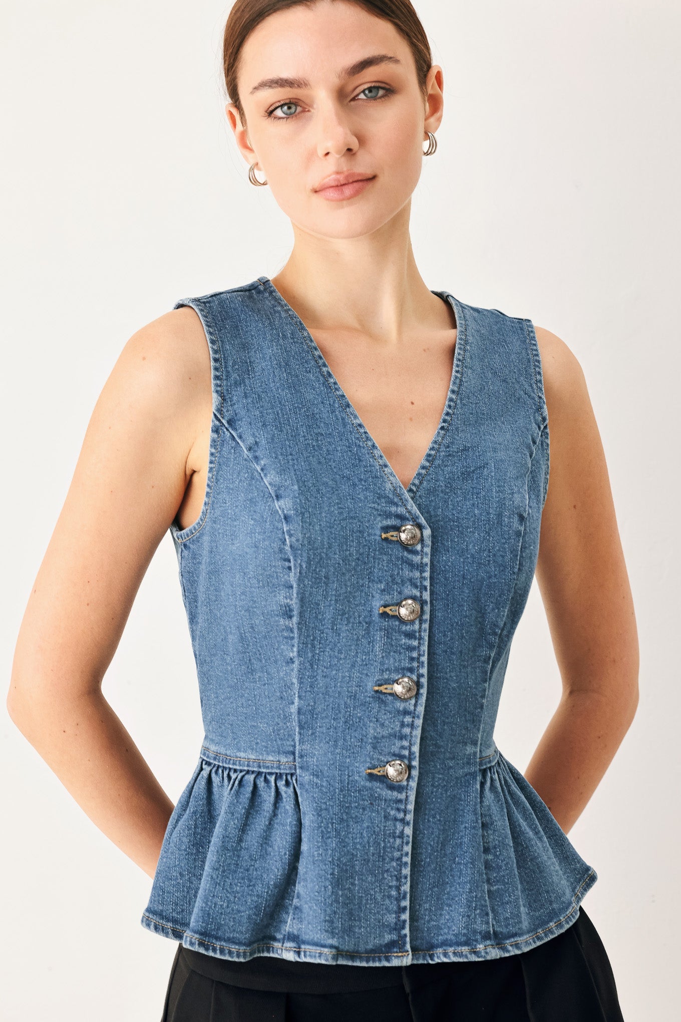 POLISHED DENIM VEST - Flying Tomato - Flyclothing LLC