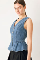 POLISHED DENIM VEST - Flying Tomato - Flyclothing LLC