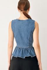 POLISHED DENIM VEST - Flying Tomato - Flyclothing LLC
