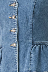 POLISHED DENIM VEST - Flying Tomato - Flyclothing LLC