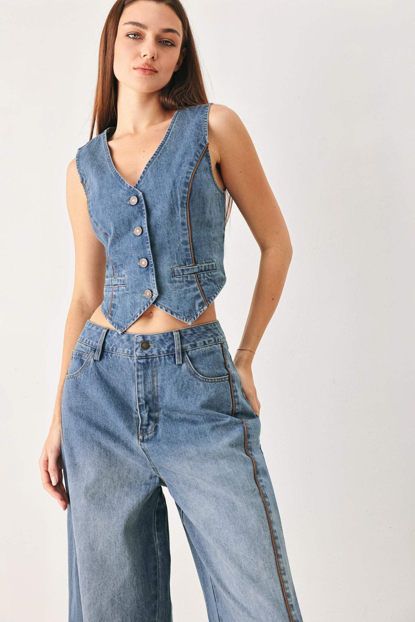 WESTERN MUSE DENIM VEST - Flying Tomato - Flyclothing LLC