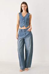 WESTERN MUSE DENIM VEST - Flying Tomato - Flyclothing LLC