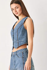 WESTERN MUSE DENIM VEST - Flying Tomato - Flyclothing LLC