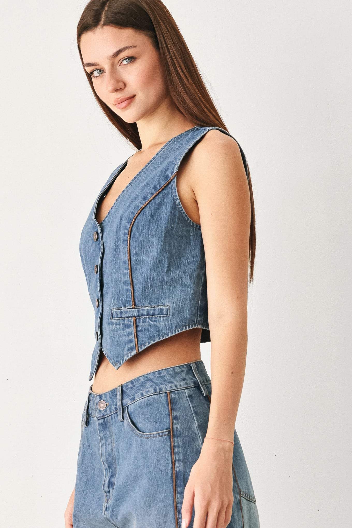 WESTERN MUSE DENIM VEST - Flying Tomato - Flyclothing LLC