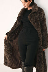 COZY IN THE CITY BELTED FAUX FUR MIDI COAT