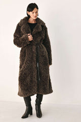 COZY IN THE CITY BELTED FAUX FUR MIDI COAT