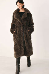 COZY IN THE CITY BELTED FAUX FUR MIDI COAT