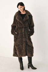 COZY IN THE CITY BELTED FAUX FUR MIDI COAT