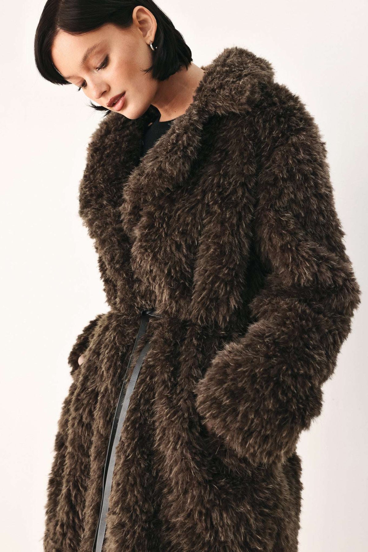 COZY IN THE CITY BELTED FAUX FUR MIDI COAT