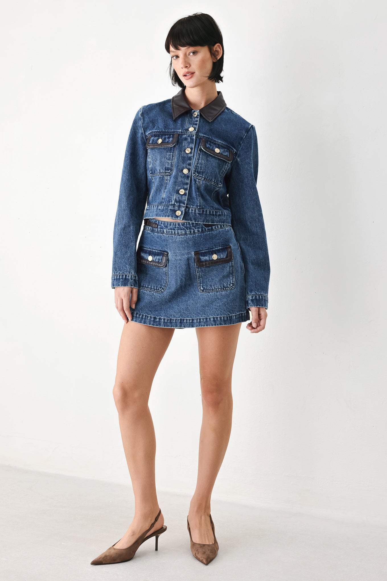 VINTAGE DENIM RENDEZVOUS DENIM CROP JACKET - Flying Tomato - Flyclothing LLC