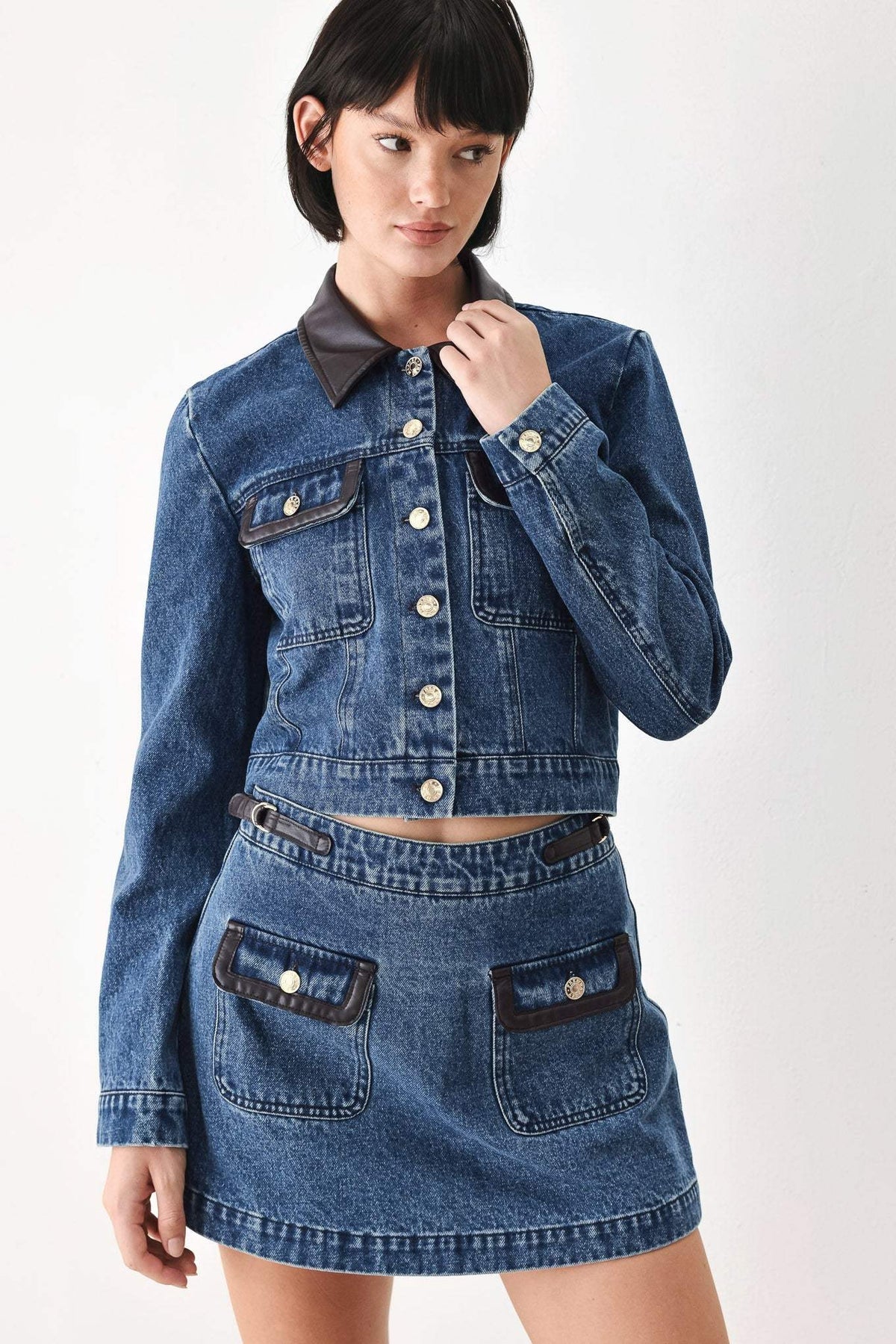 VINTAGE DENIM RENDEZVOUS DENIM CROP JACKET - Flying Tomato - Flyclothing LLC
