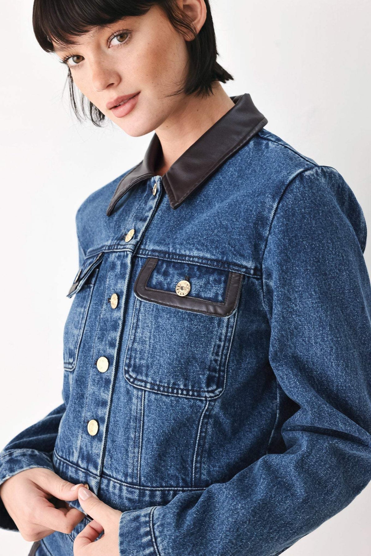 VINTAGE DENIM RENDEZVOUS DENIM CROP JACKET - Flying Tomato - Flyclothing LLC