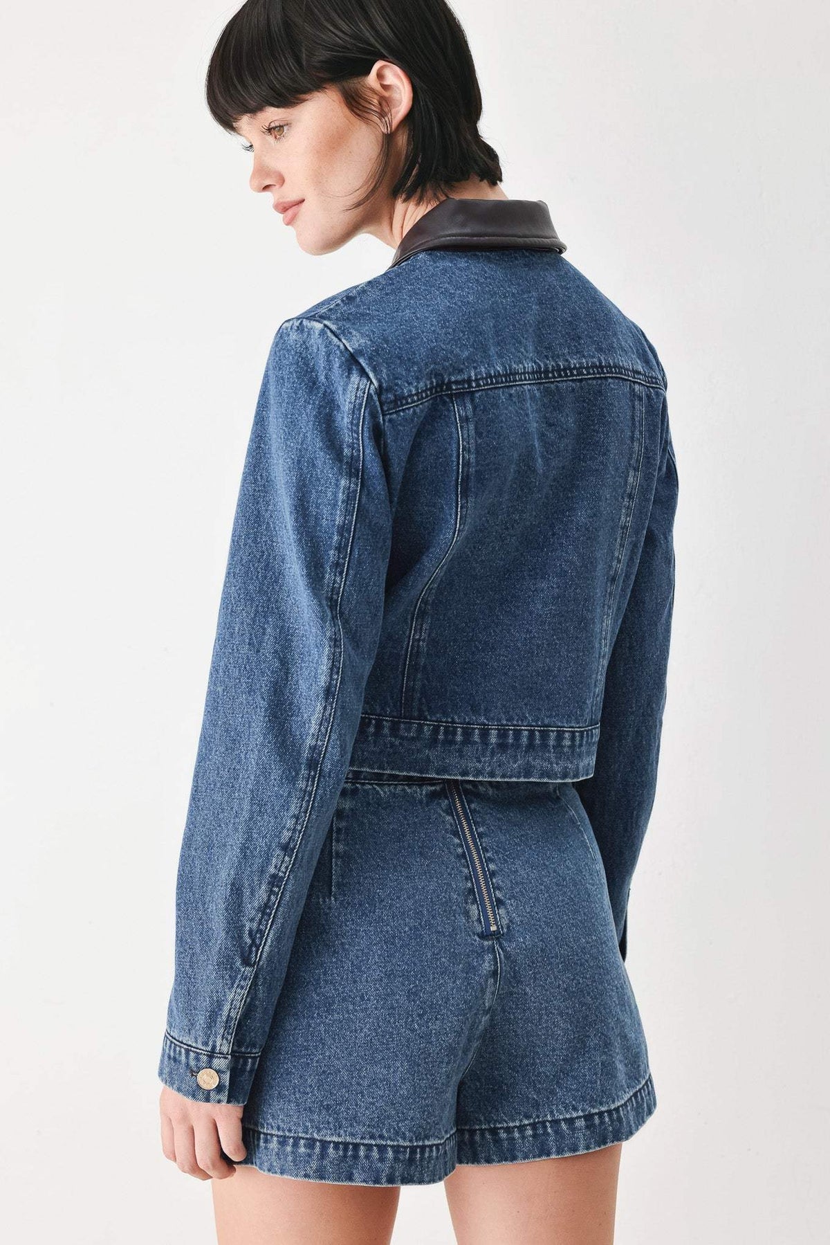 VINTAGE DENIM RENDEZVOUS DENIM CROP JACKET - Flying Tomato - Flyclothing LLC