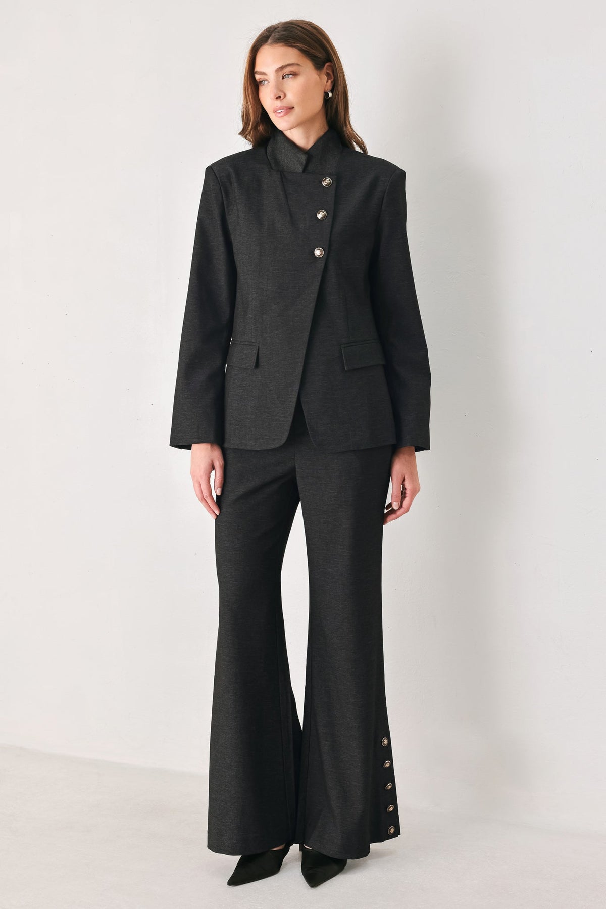 COMMAND NOIR BLACK ASYMMETRICAL MILITARY JACKET - Flying Tomato - Flyclothing LLC