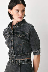 SHADOW STITCH ROMANCE DENIM CROP JACKET - Flying Tomato - Flyclothing LLC