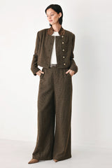 HERITAGE CHARM HOUNDSTOOTH CROP JACKET - Flying Tomato - Flyclothing LLC
