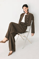 HERITAGE CHARM HOUNDSTOOTH CROP JACKET - Flying Tomato - Flyclothing LLC