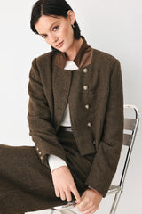 HERITAGE CHARM HOUNDSTOOTH CROP JACKET - Flying Tomato - Flyclothing LLC