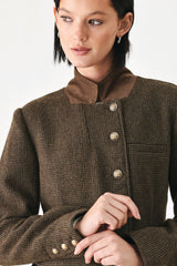 HERITAGE CHARM HOUNDSTOOTH CROP JACKET - Flying Tomato - Flyclothing LLC