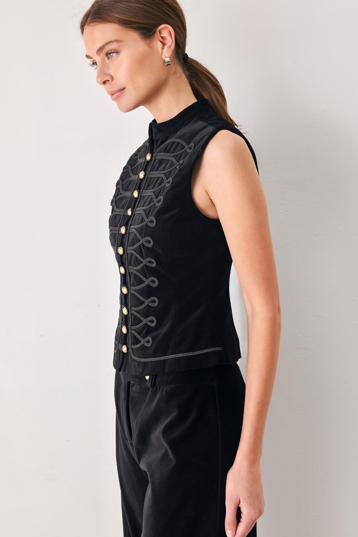 VELVET COMMAND BLACK MILITARY VEST - Flying Tomato - Flyclothing LLC