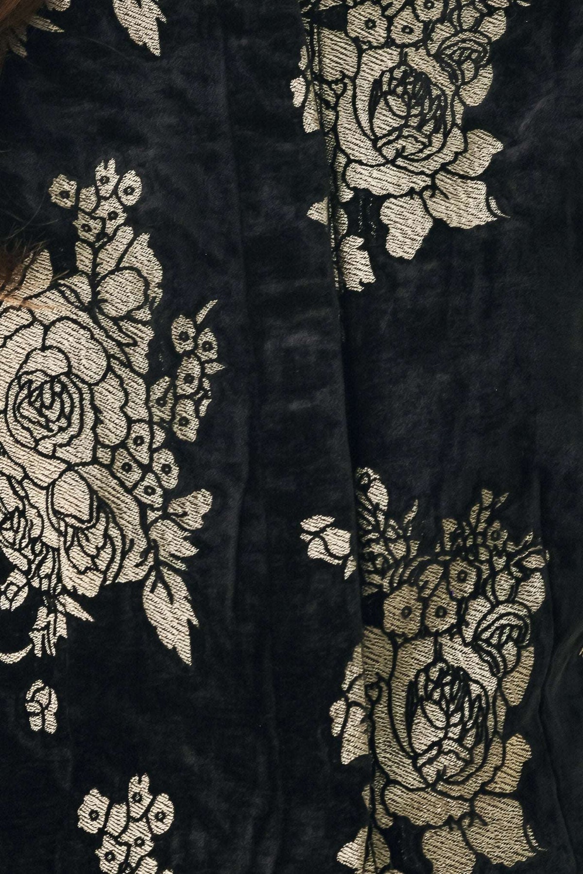 GILDED VELVET BLACK/GOLD JACQUARD CROPPED JACKET - Flying Tomato - Flyclothing LLC