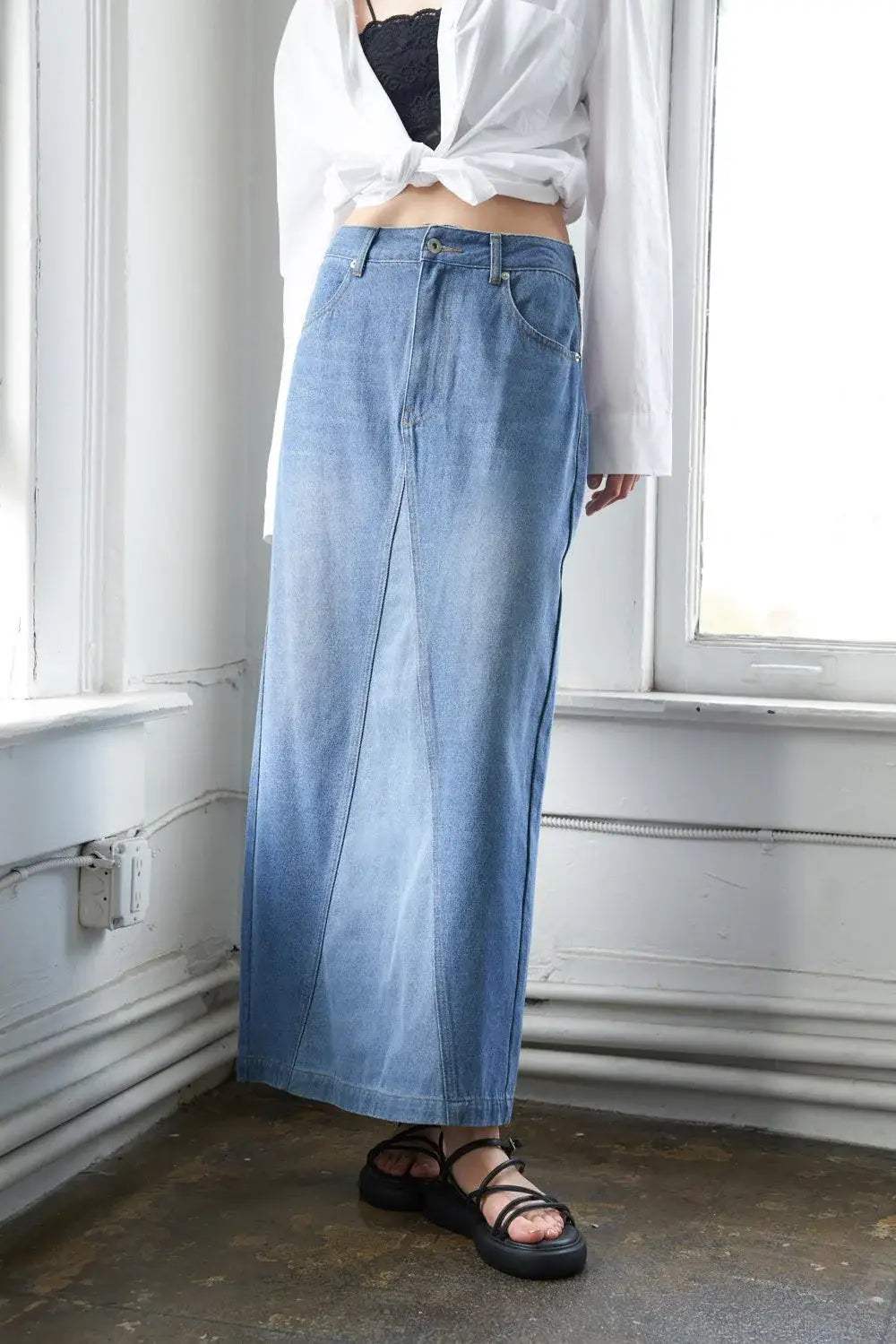 A LEAP OF FAITH MIDI DENIM SKIRT - Flying Tomato - Flyclothing LLC