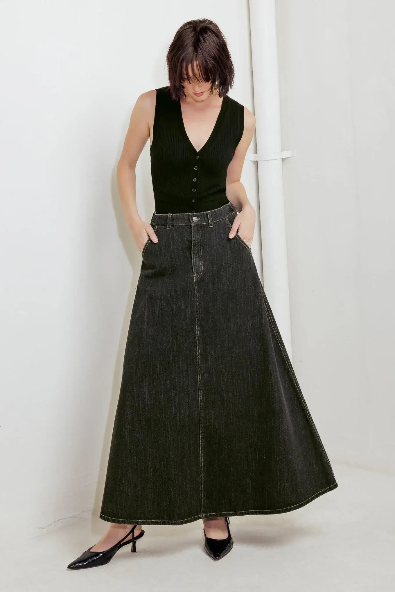 TRADING SECRETS DENIM SKIRT - Flying Tomato - Flyclothing LLC