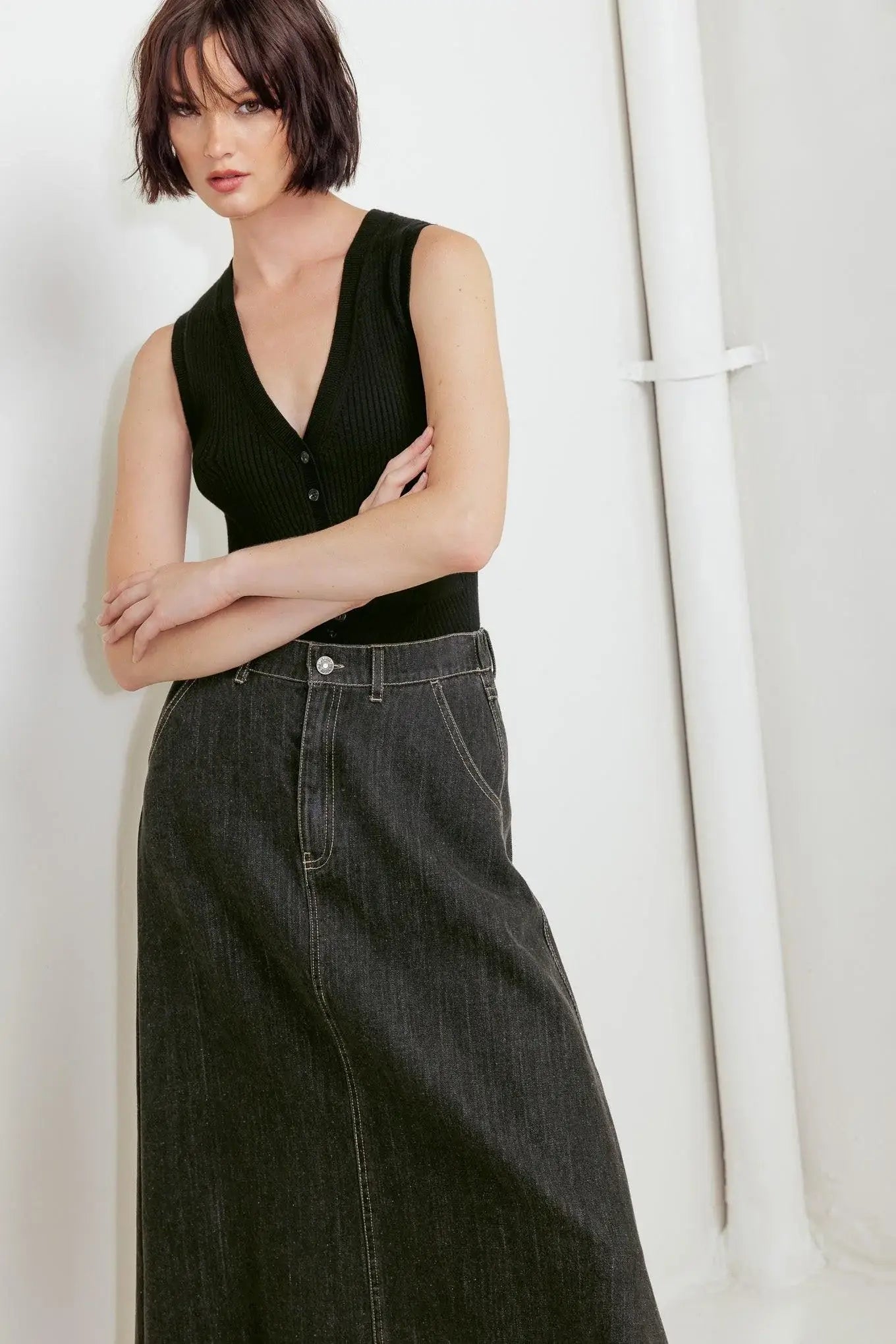 TRADING SECRETS DENIM SKIRT - Flying Tomato - Flyclothing LLC