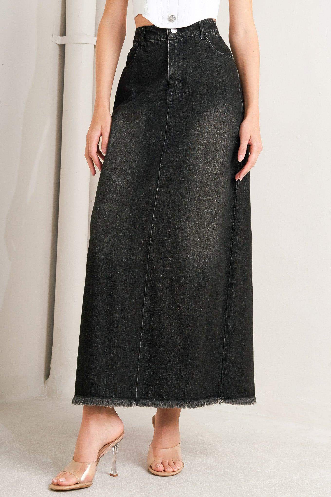 TALK ABOUT BEAUTY DENIM MIDI SKIRT - Flying Tomato - Flyclothing LLC
