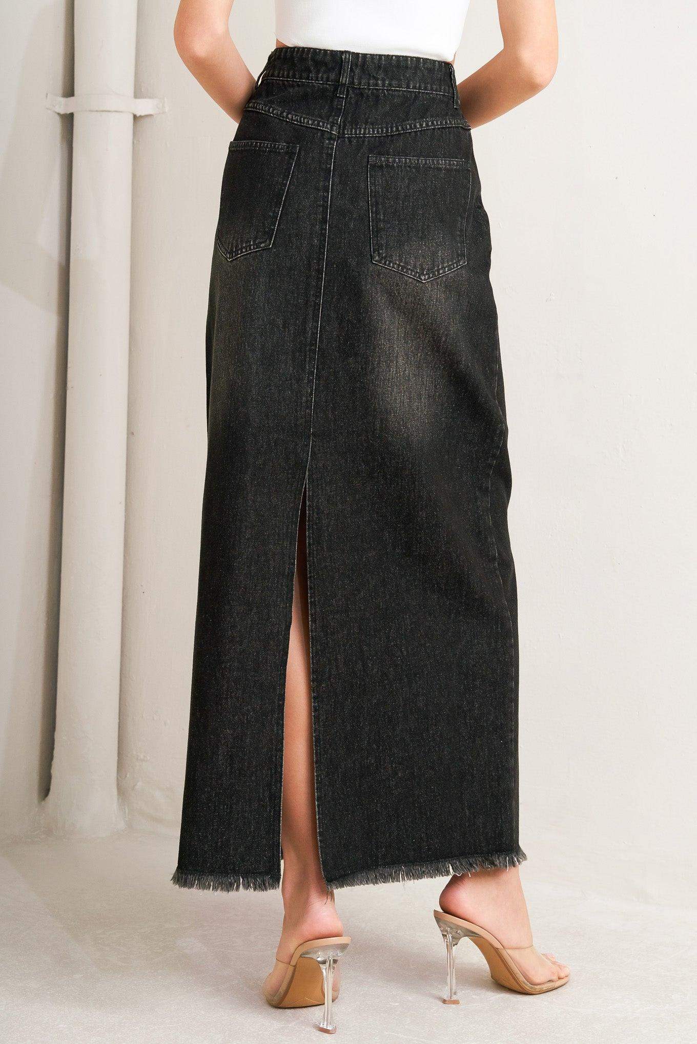 TALK ABOUT BEAUTY DENIM MIDI SKIRT - Flying Tomato - Flyclothing LLC