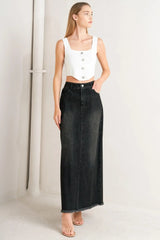TALK ABOUT BEAUTY DENIM MIDI SKIRT - Flying Tomato - Flyclothing LLC