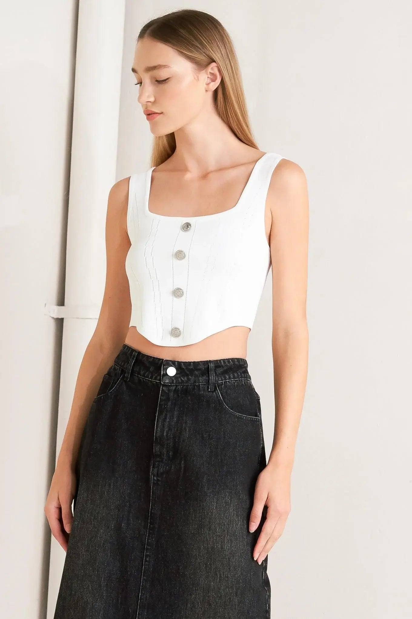 TALK ABOUT BEAUTY DENIM MIDI SKIRT - Flying Tomato - Flyclothing LLC